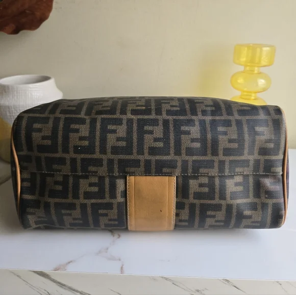 Vintage Fendi Zucca Brown Monogram Canvas Top Handle Boston Bag - Picture 8 of 16